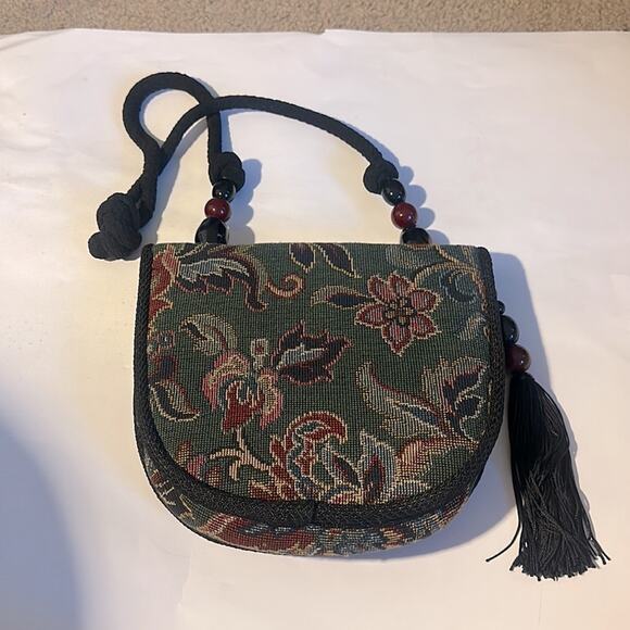 RAFEAL SANCHEZ Botanical Leaves Textured Vintage Shoulder /Cross Body Handbag - Picture 8 of 16